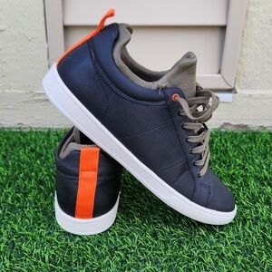 Men's Black Casual Sneakers with Orange Accent